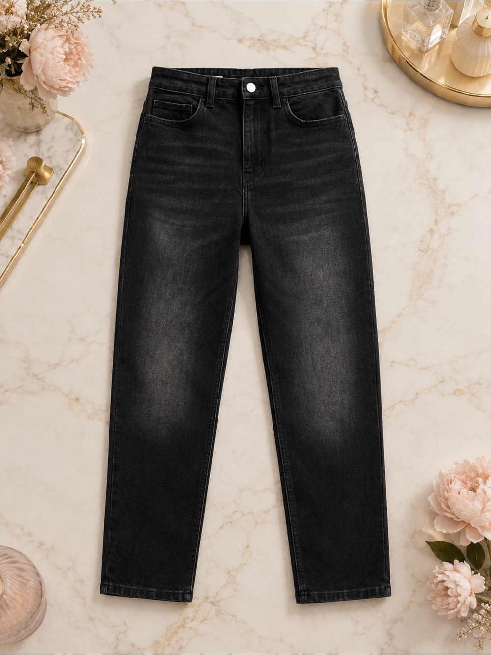 Mango Newmom Comfort High Rise Cropped Mom Jeans Black Size 20 NWT